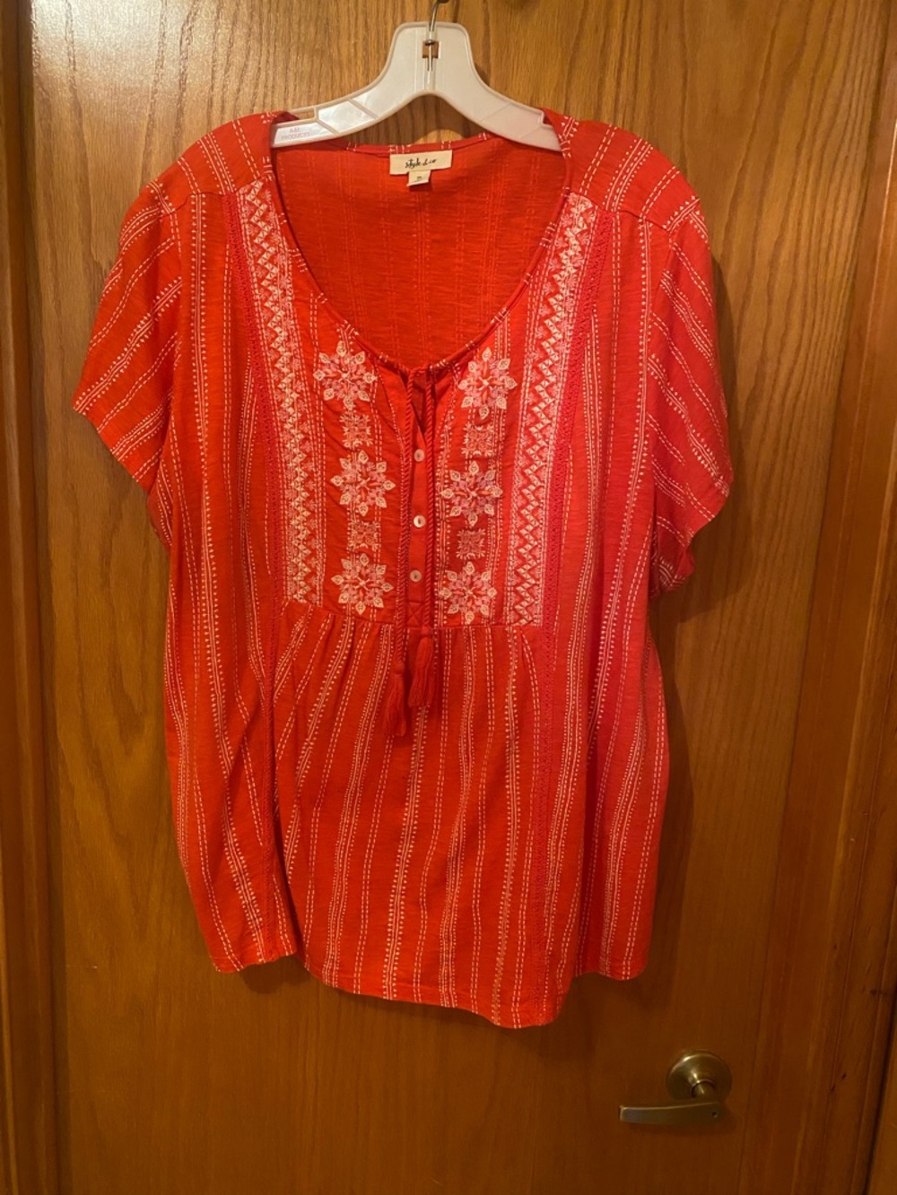 Style & Co Plus Size Embroidered Peasant Top